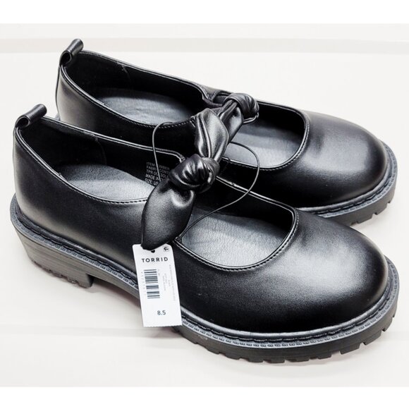 NWT Torrid 8.5 Black Mary Jane Bow Lug-Sole Flat Shoes 8.5WW Wide Width - Picture 6 of 11